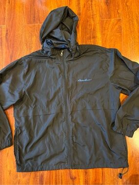 Eddie Bauer Black Hooded Windbreaker Jacket